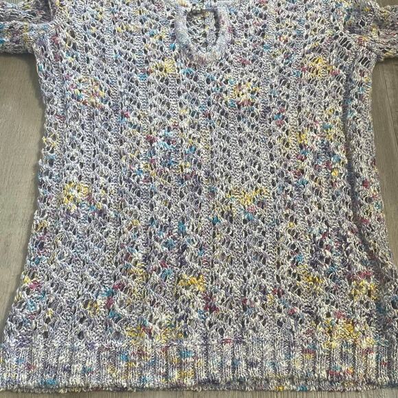 ST JOHN SPORT Multi-Season Blue Multi Open Knit Pullover Sweater PETITE - Picture 11 of 15